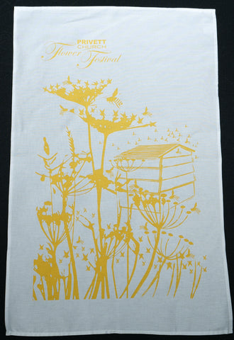 Privett Flower Festival Tea Towel (Yellow)